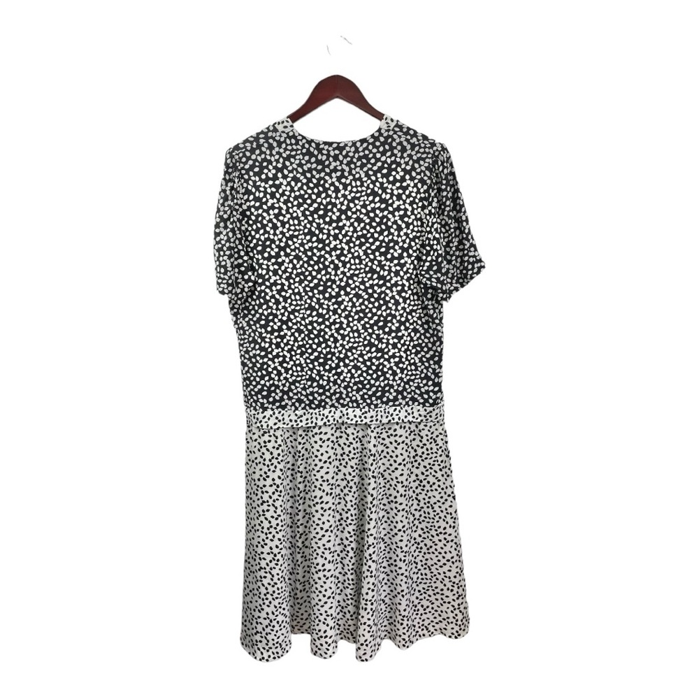 Vintage Navy and White Reverse Printed Drop Waist Short Sleeve Midi Dress - Picture 3 of 6